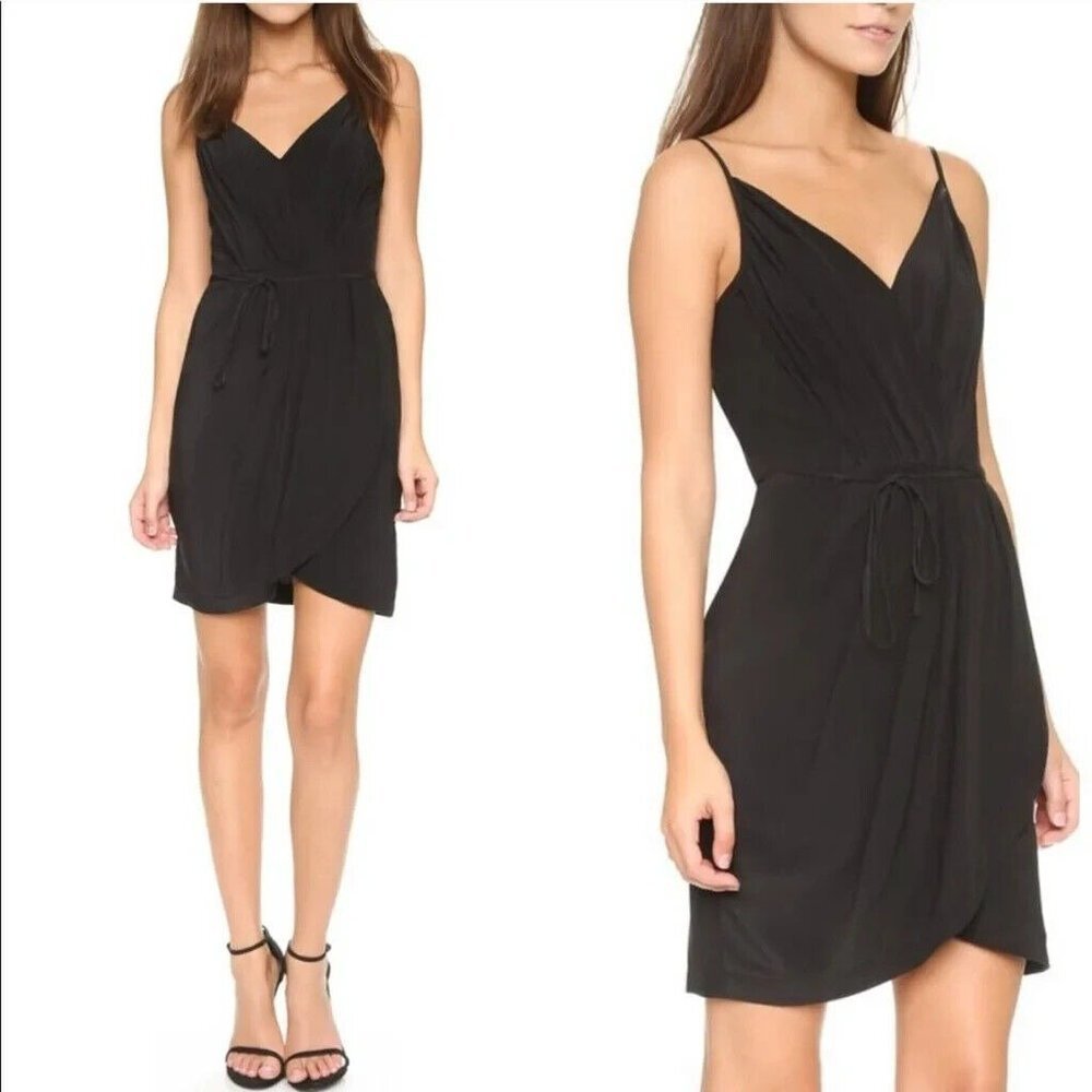 Yumi Kim Womens Black Silk Mini Dress Tulip Hem Size Medium